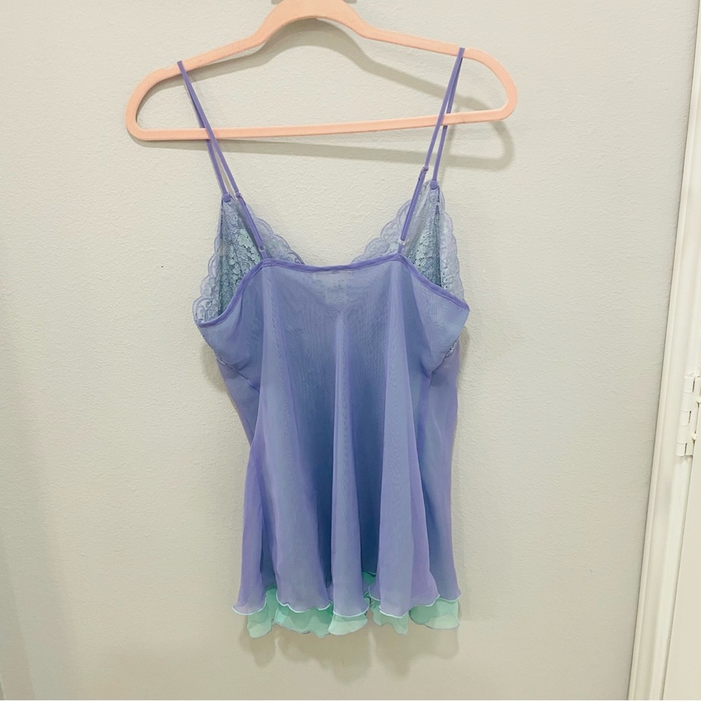 Private Luxuries Lavender & Teal Chiffon Fairy Babydoll Camisole Womens Size M - Picture 2 of 10